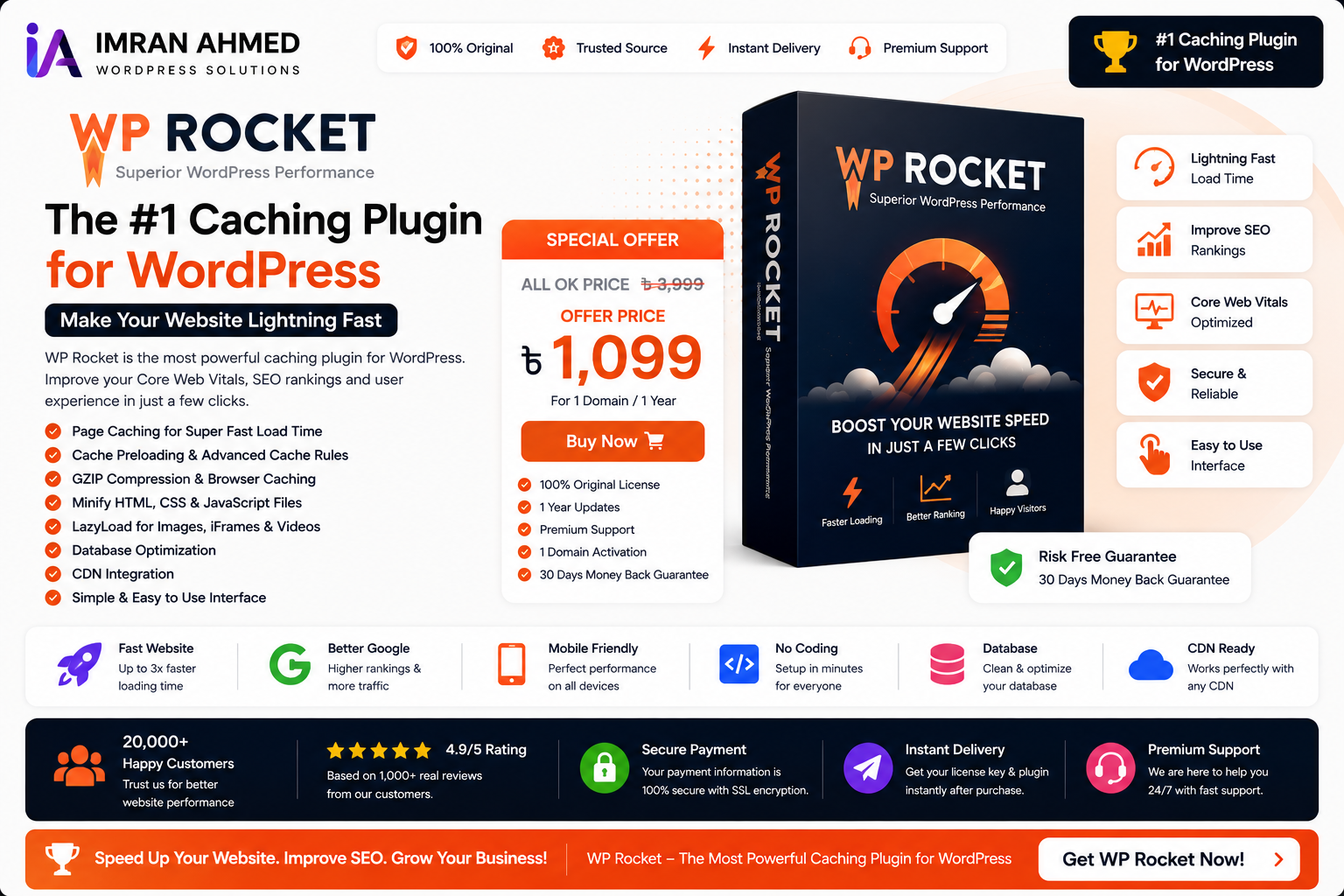 WP Rocket – Premium Caching & Performance Optimization Plugin for WordPress